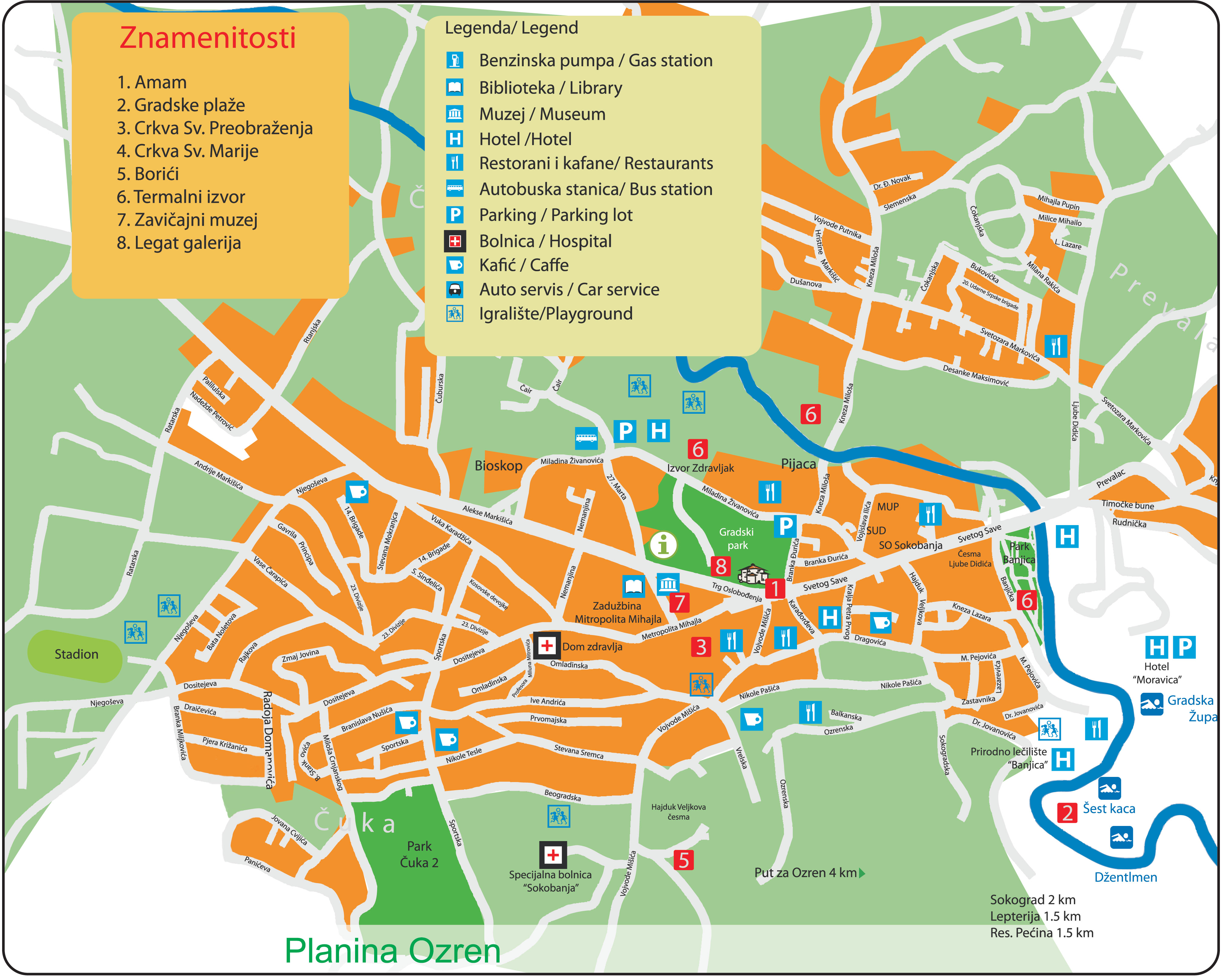 Mapa Sokobanje